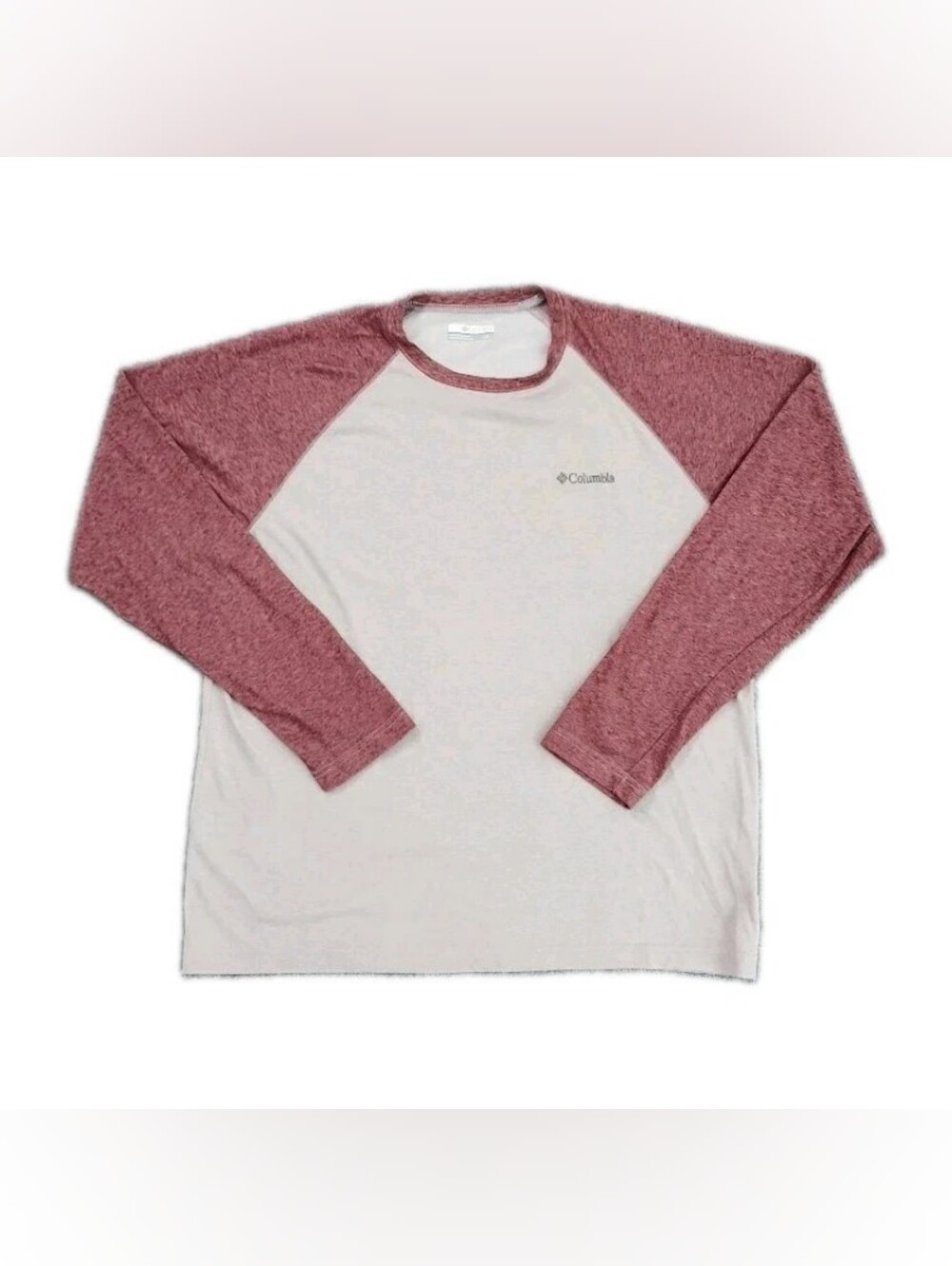 Columbia Men’s Thistletown Hills Gray/Red Raglan Long Sleeve Tee Size Large